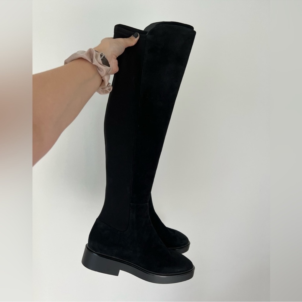 New Stuart Weitzman Maddox Suede Over-The-Knee Black 5050 Boots. Size 10.5 (41)